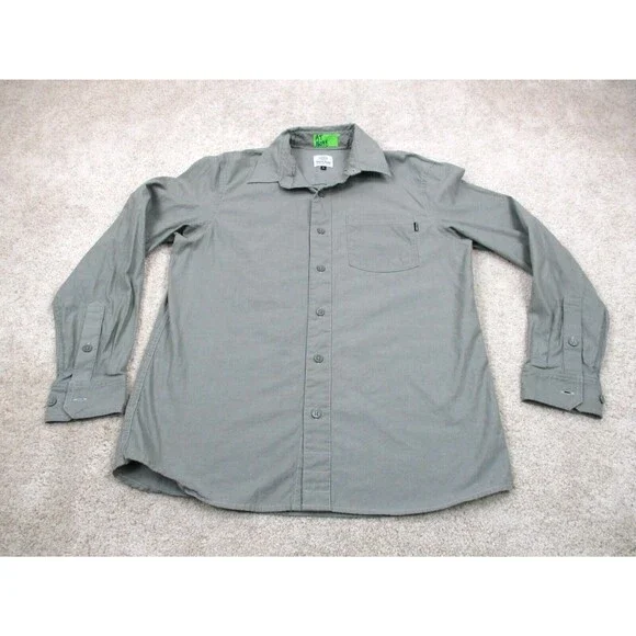 Flylow Shirt Adult Medium M Green Cotton Long Sleeve Casual Button Up Mens - Picture 1 of 11